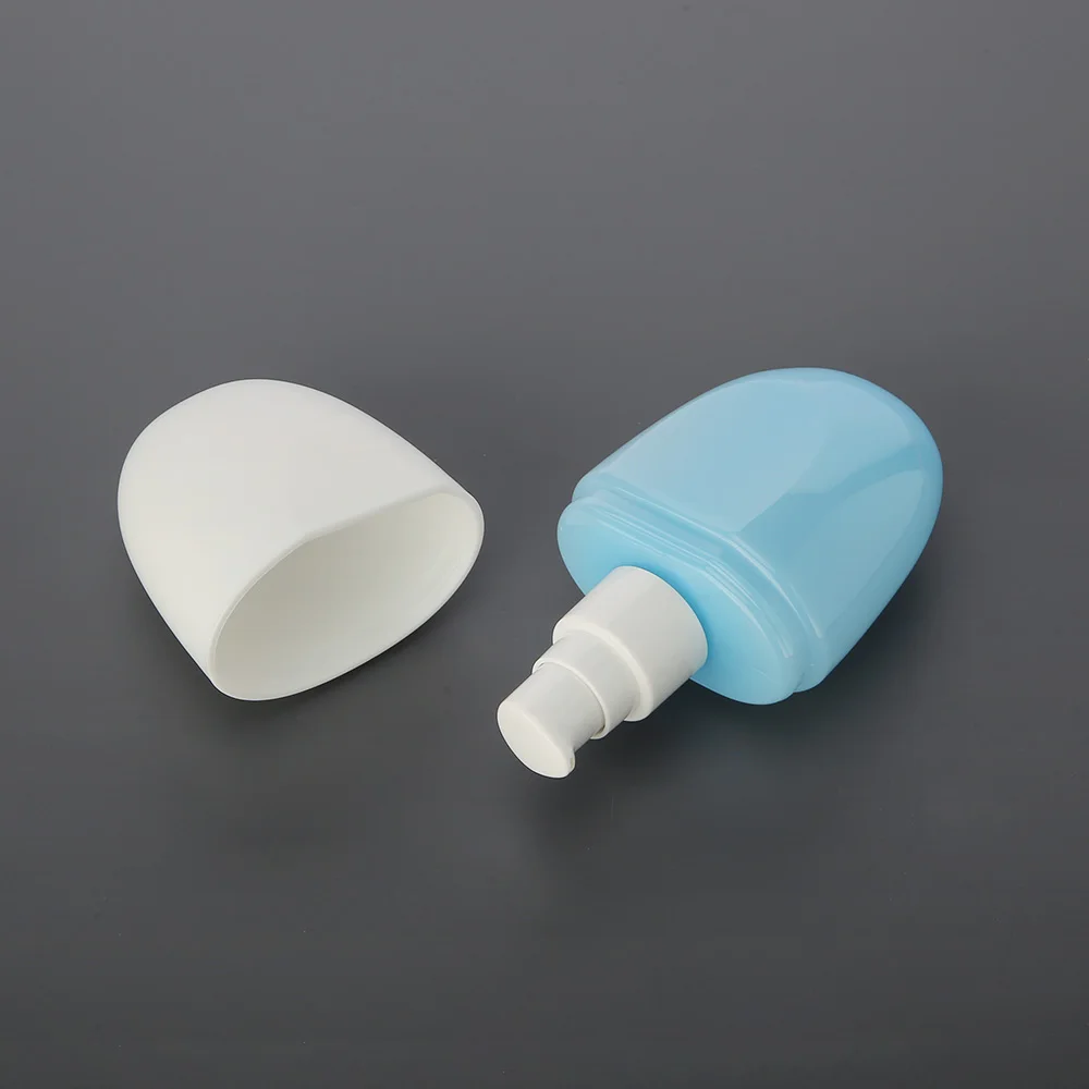 Luxury egg shape bottle PP Plastic 70ml face empty sunscreen containers sunscreen bottles Powdery bottom liquid bottle