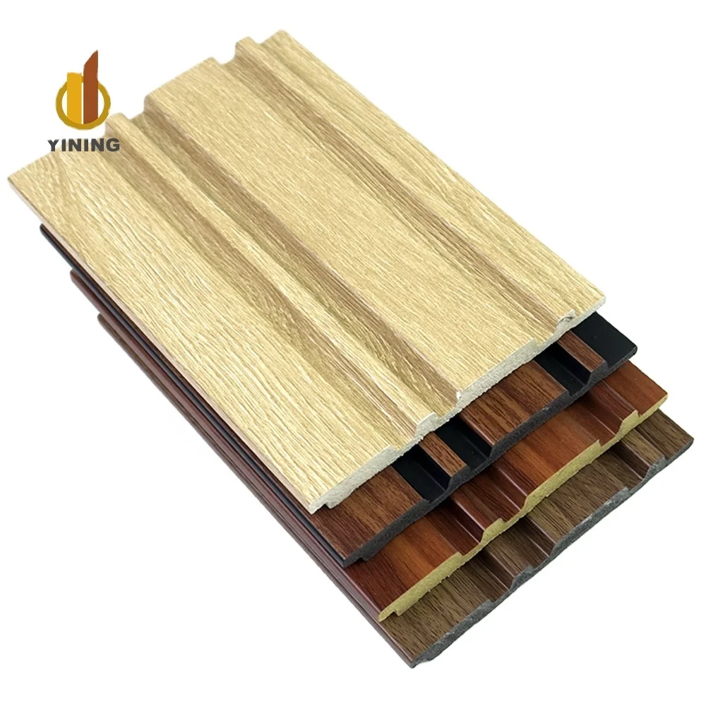 YINING PS Gold 3d Interior Wall Panel Pvc Fluted Wall Board  Luxury
