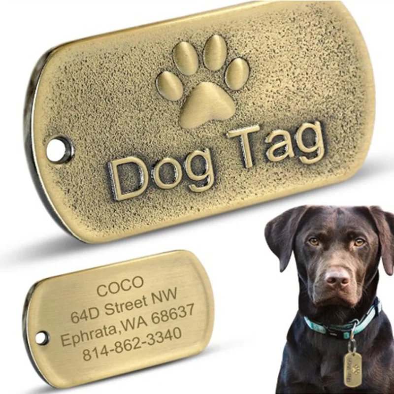 Free sample no moq manufacture double sides design pet paw custom logo dog tag