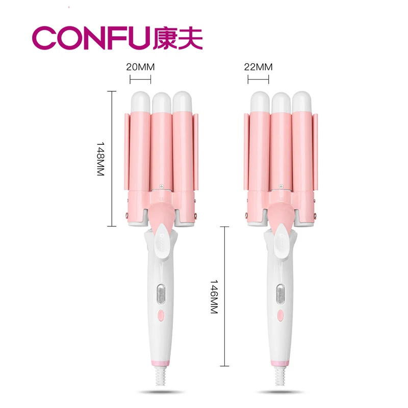 Home Use New Three Barrel Ceramic Big Wave Curler Automatic LCD Curling Iron With Triple Barrel