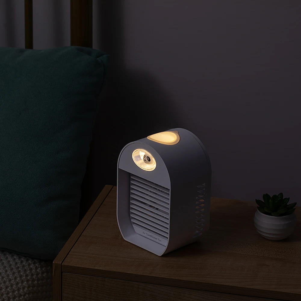 Air Cooler Desk Fan Mini Portable Air Conditioner Noiseless USB Ice Water Fan Adjustable Angle with Cute Panda