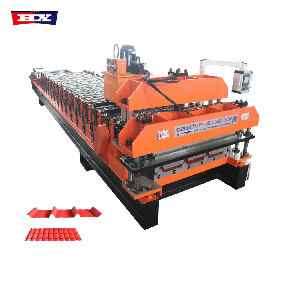 glazed trapezoidal galvanized steel metal roof panel aluminium cold rolling machine double layer roofing roll forming machine