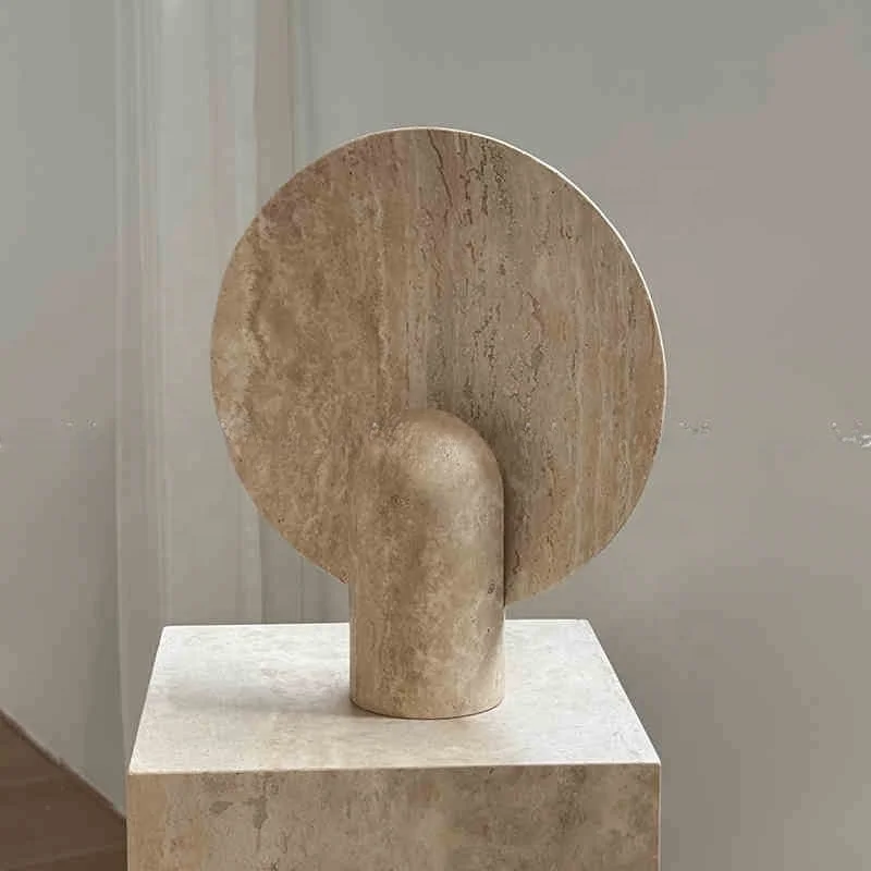 stonekocc Medieval Style Calacatta Glod Travertine Table Lamp Designer Hotel Model House Decoration Wabi-sabi Style Villa