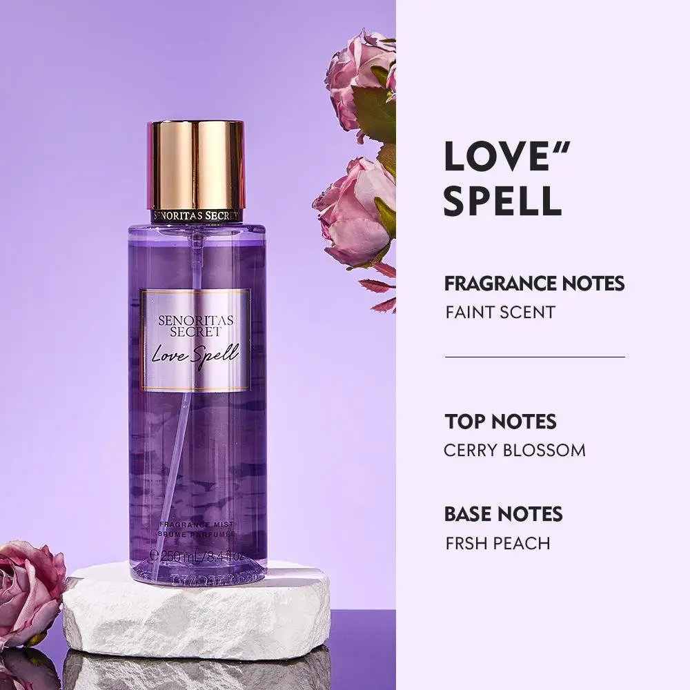 Newest 250ML Natural Love Body Fragrance Mist Spray Perfume Spicy Floral Freshness for Women Body Splash Sets Wholesale
