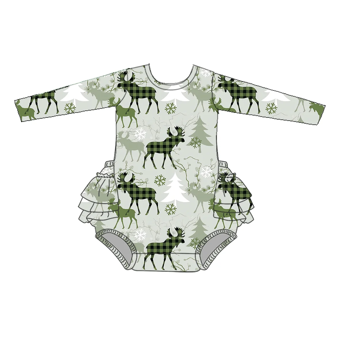Custom Christmas Baby Romper Manufacturer Newborn Long Sleeve Romper Round Collar Leotard Romper