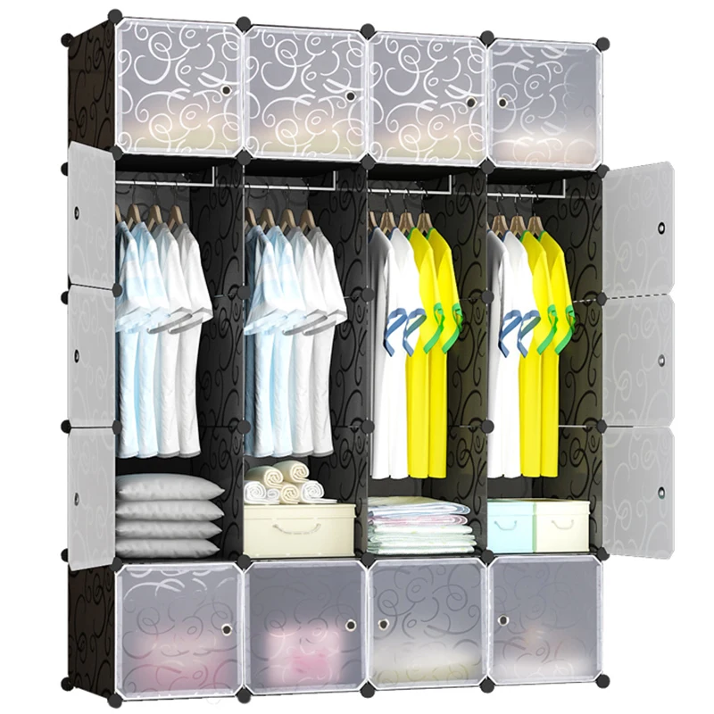 Fashion Modern Plastic Wardrobe Stackable 20 Doors With Shoe Rack,Combination Armoire, Kids Modular Cabinet for Hanging Clothes