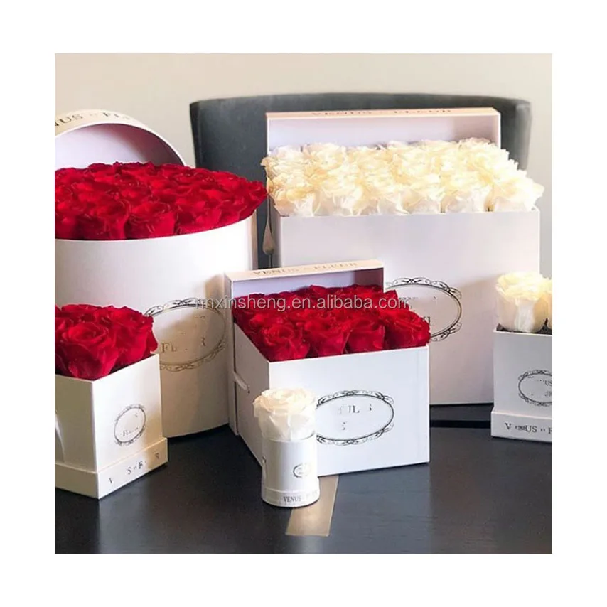 Factory Customized Flower Arrangement Gift Box For Valentines Forever Eternal Preserved Roses Bouquet Wedding Gifts