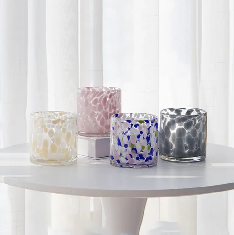 Custom High Quality New Style Handblown Clear Vintage Pillar Glass Votive Candle Holder