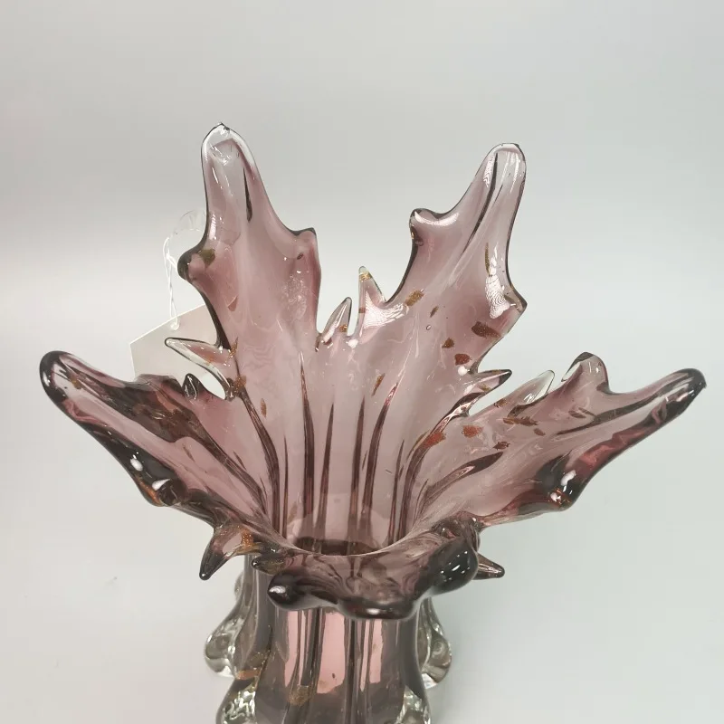 High Quality Tall Cylinder Plant Bottle Murano Glass Vase Elegant Luxury Purple Glass Flower Vases for Home Decoration