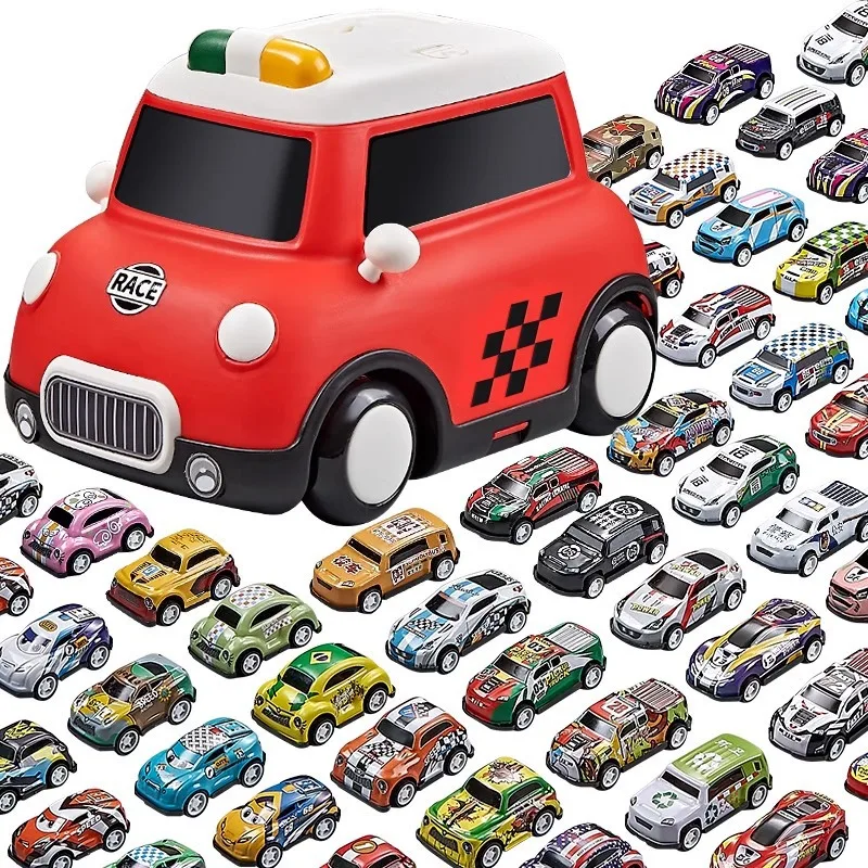Large Scale Toy Storage Box with Adorable Vintage Alloy Car Set 30-Piece model vehicle metal Perfect Birthday Gift for Kids