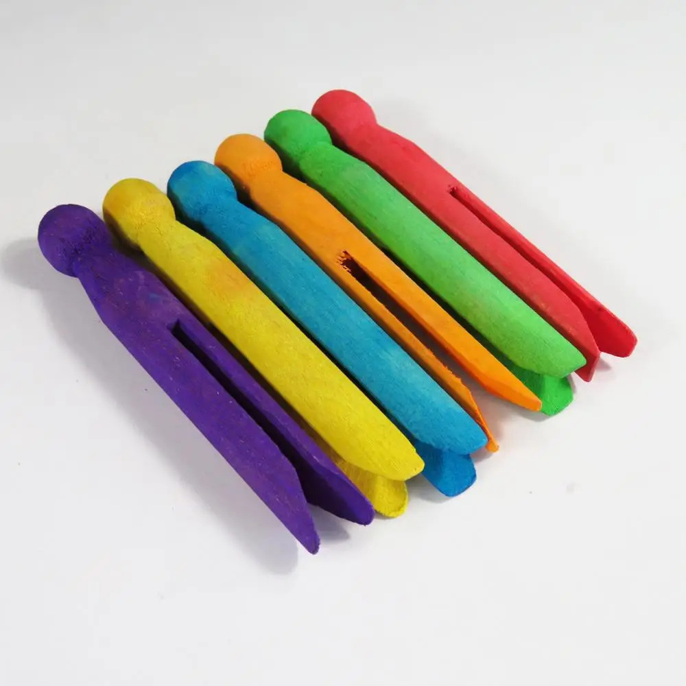 110MM Colored Wood Round Pegs Doll for DIY Creative Hobbies