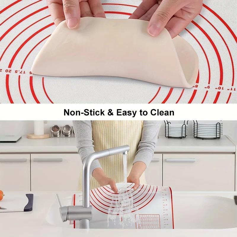 Non-slip Non-stick Silicone Baking Mat With Scale Easy to clean Rolling Dough Pad Kneading silicone knead dough pad