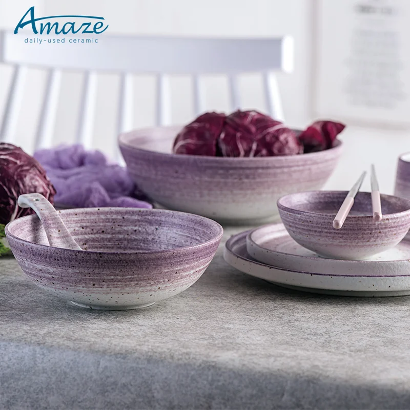 Wholesale nordic style hand painted blue ceramic kitchen dinner set dinnerware tableware set for restaurant home