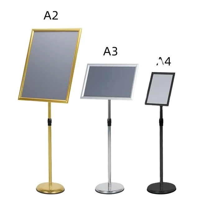 A4 vertical signage stainless steel shopping mall billboard display stand on the ground Rotatable adjustable height card holder