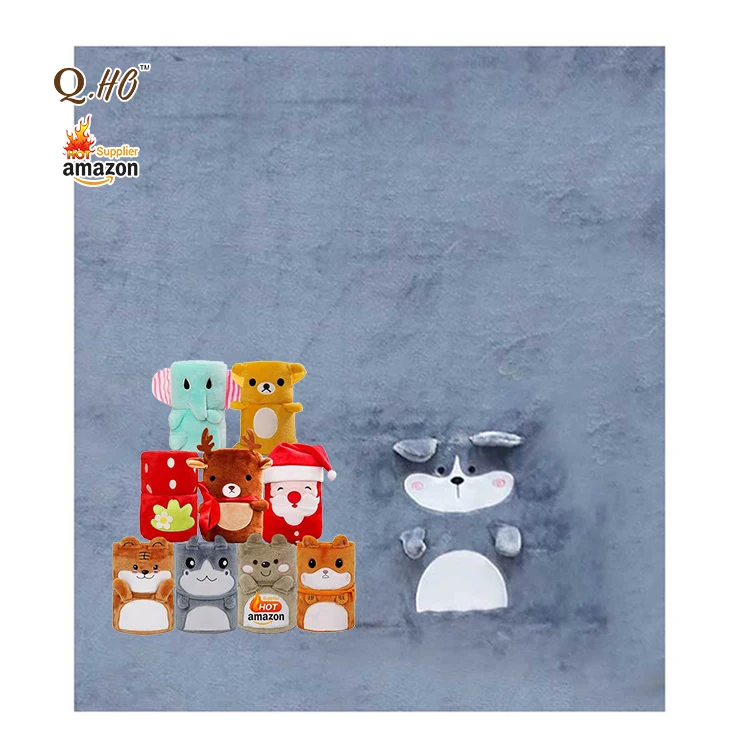 Оптовая продажа однотонное мягкое детское фланелевое одеяло с 3D рисунком животного в рулоне для путешествий офиса обедов