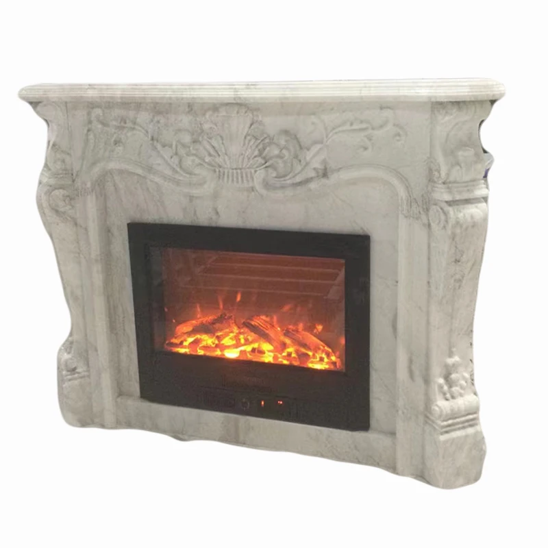 good quality Interior Marble Fireplace Mantel Surround Decoration White Marble Fireplace Mantel