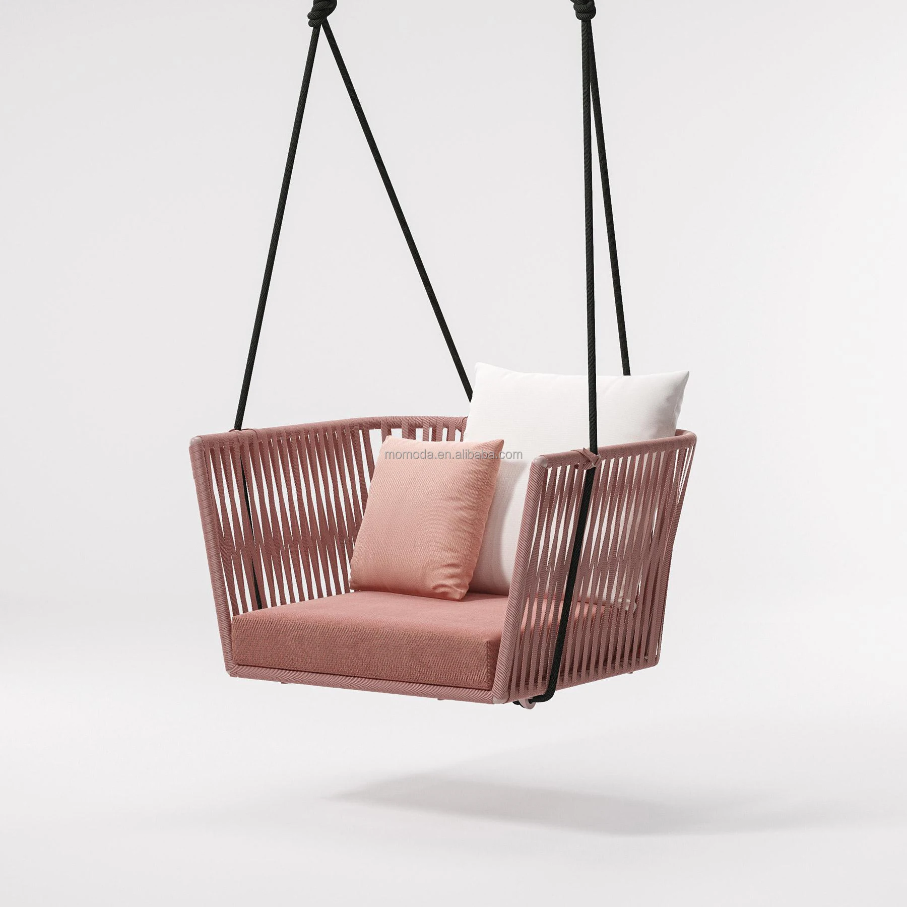 Unique New Outdoor Designer Creative Red Rope Knot Egg Chair Courtyard Balcony Personality Leisure Lounge Chair with Ottoman