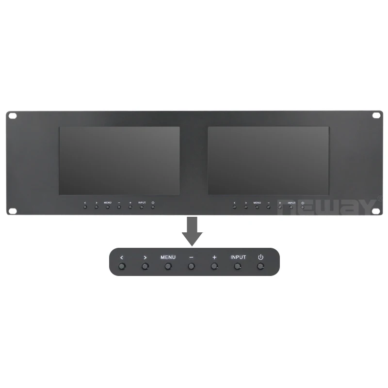 7 inch Metal housing Rack Mount DC7-24V VGA DVI dual display Monitor
