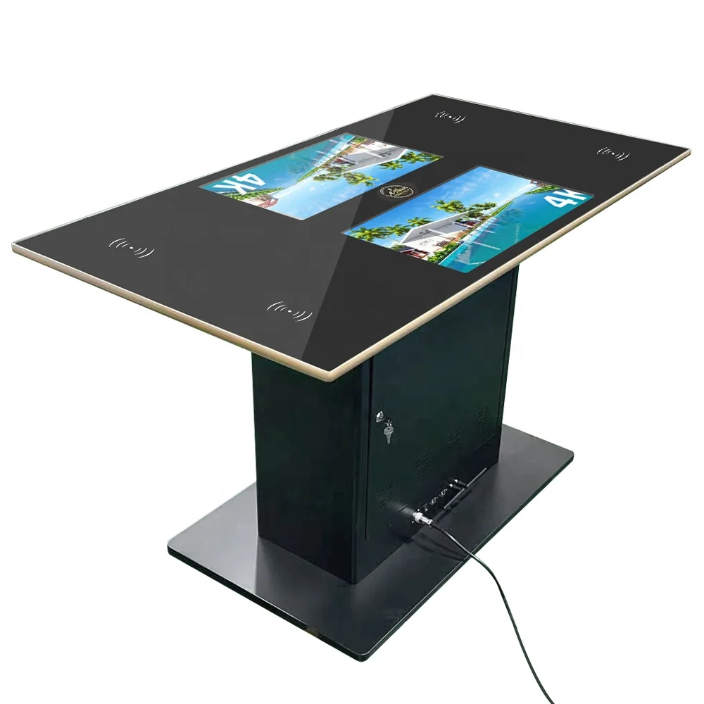 VISIGN Multi Double Restaurant Table With 43inch Horizontal Touch Screen Digital Signage Software Kiosk Advertising Displayer