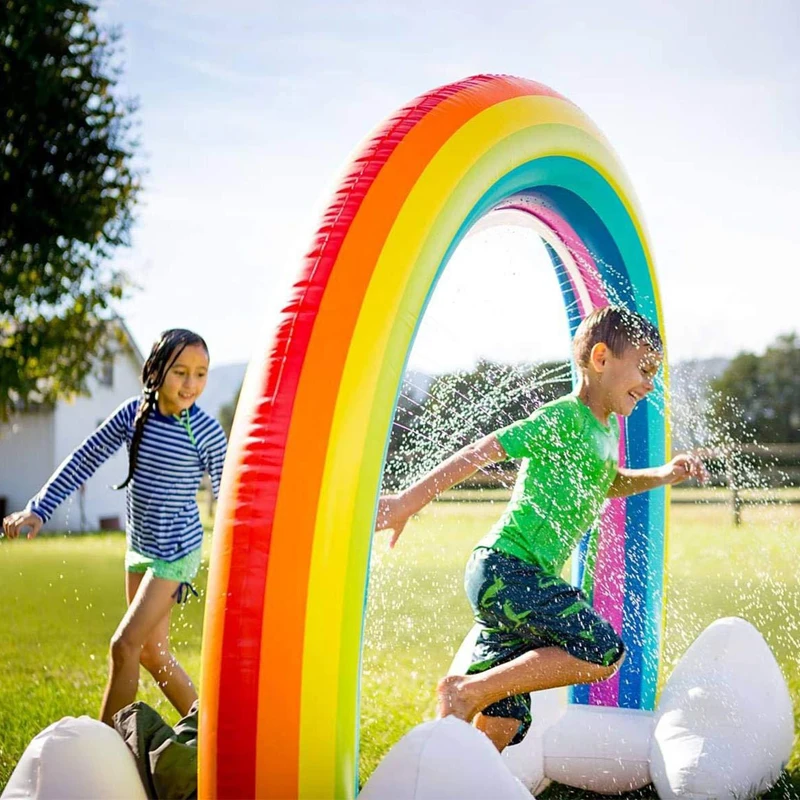 Outdoor Rainbow Sprinkler Inflatable Water Sprinkler arch Toys for Summer Backyard Water Park Kids Sprinkler Water game Toys