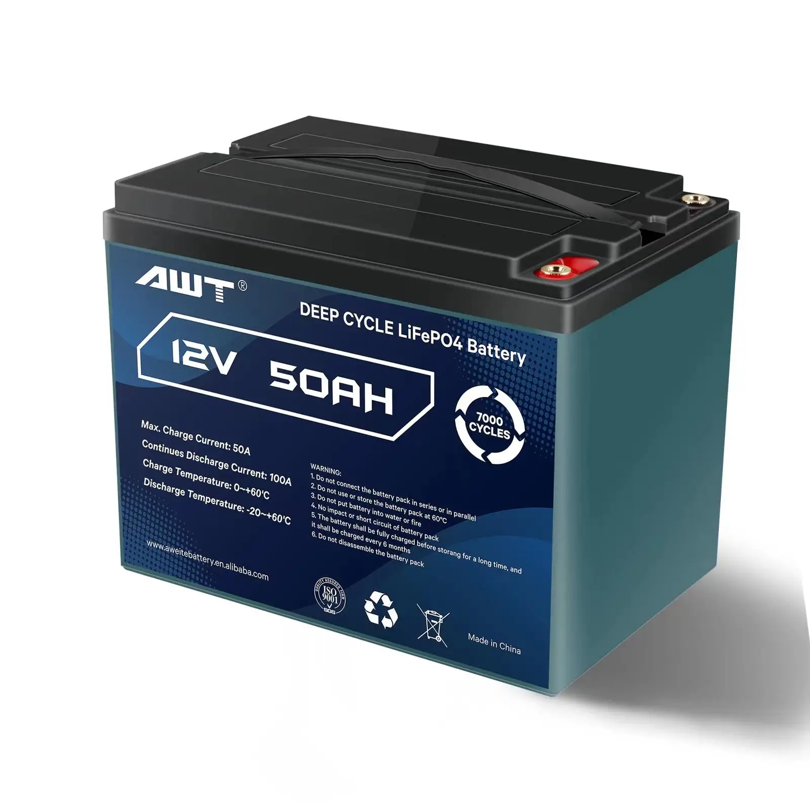 Lifepo4 Bateria 12v 50ah Lithium Iron Battery Pack IP67 12 V 50 Ah Lifepo4 Battery Long Cycle Life For Home Appliances