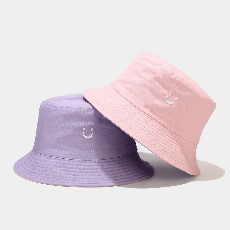 Private Label Large Designer Plain Blank Bulk Adult Cotton Customized Embroidery Smile Printed Logo Fisherman Bucket Hat