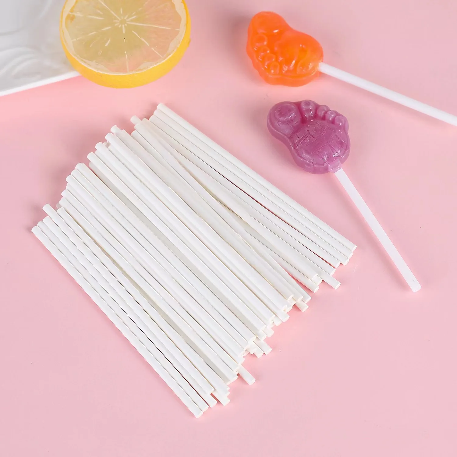 Factory Food Grade  retail packing  home baking lollipop white DIY Popsicle Chocolate candy cake paper stick