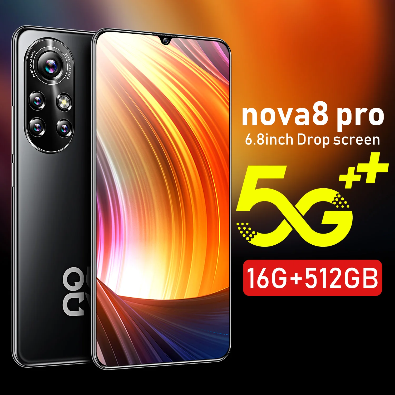 Оригинальный Novo8 Pro разблокирован смартфон 3440x1440 10-ядерный Android10.0 16GB + 512GB 5G большой емкости для мобильного телефона