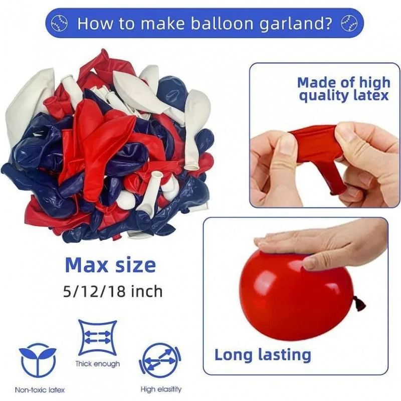 113pcs Red Blue White Silver Starburst Baseball bat balloons fot Sport theme Party Rookie Baseball Balloon garland arch kit