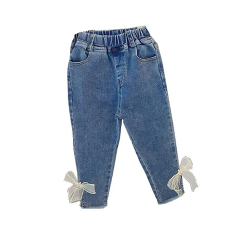 
Hot-selling Autumn little Girls Bow Denim Pants Fashion Kids Jean Pants fashion Children Clothing ZJ997 