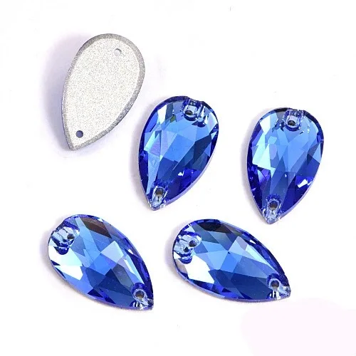 SZ Pear Drop Sew - on K9 Rhinestones Crystal Rhinestones Two Holes Diamond Flat Back Glass Rhinestones For Dress decoration