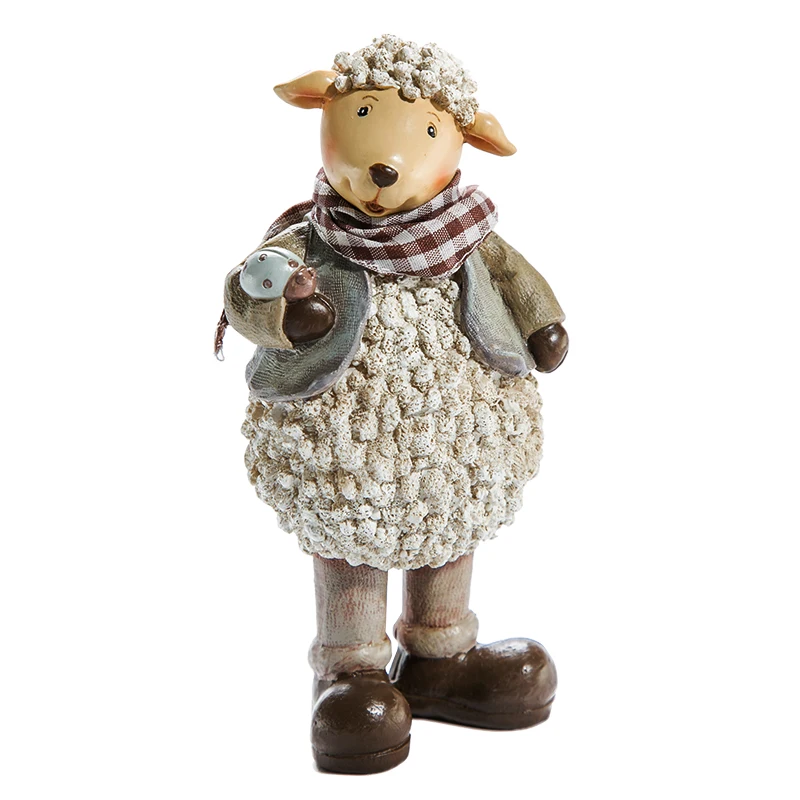 Cute little sheep-shaped branch resin ornaments for garden decoration