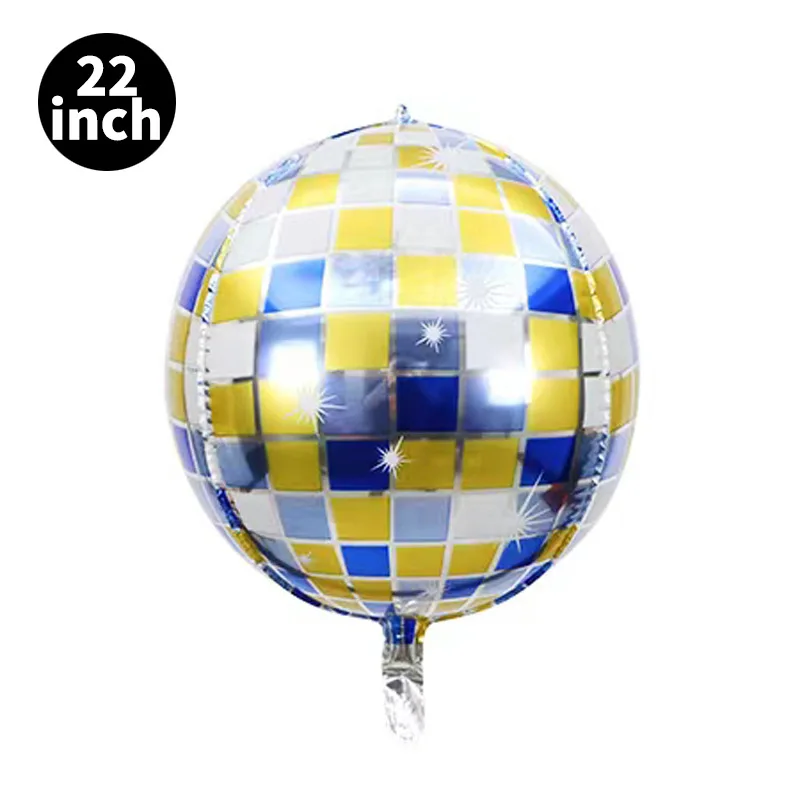 2024 New Color 22inch Disco 4D Round Balloon Shaped Foil Helium Balloon For Baby Shower Happy Birthday Party Decoration