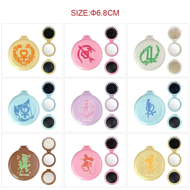 Sailor Moon Anime Harry Portable airbag comb Hair mirror Pen bag Travel Girl folding massage comb
