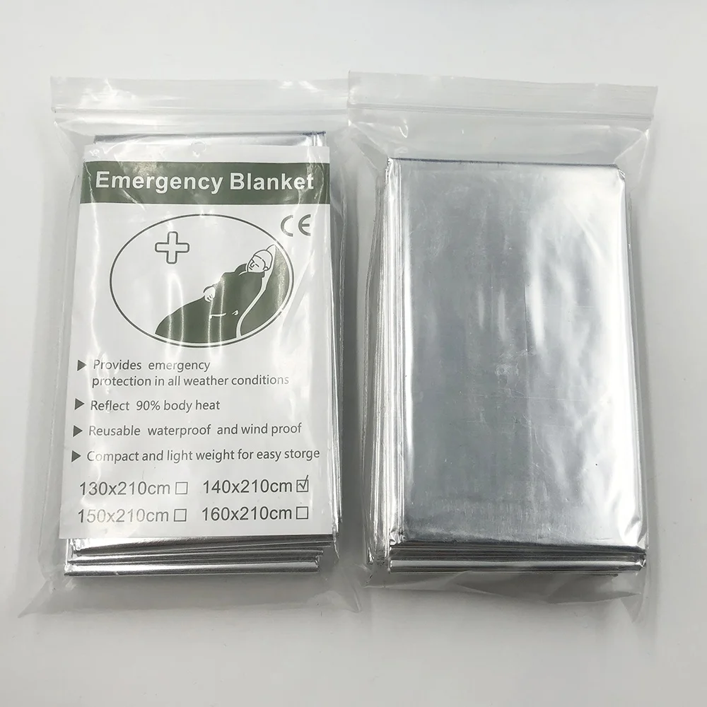 OEM Outdoor Supplies Hiking Camping Products Mylar Thermal Space Emergency Blanket Silver Mylar Sheet for Outdoor Activities