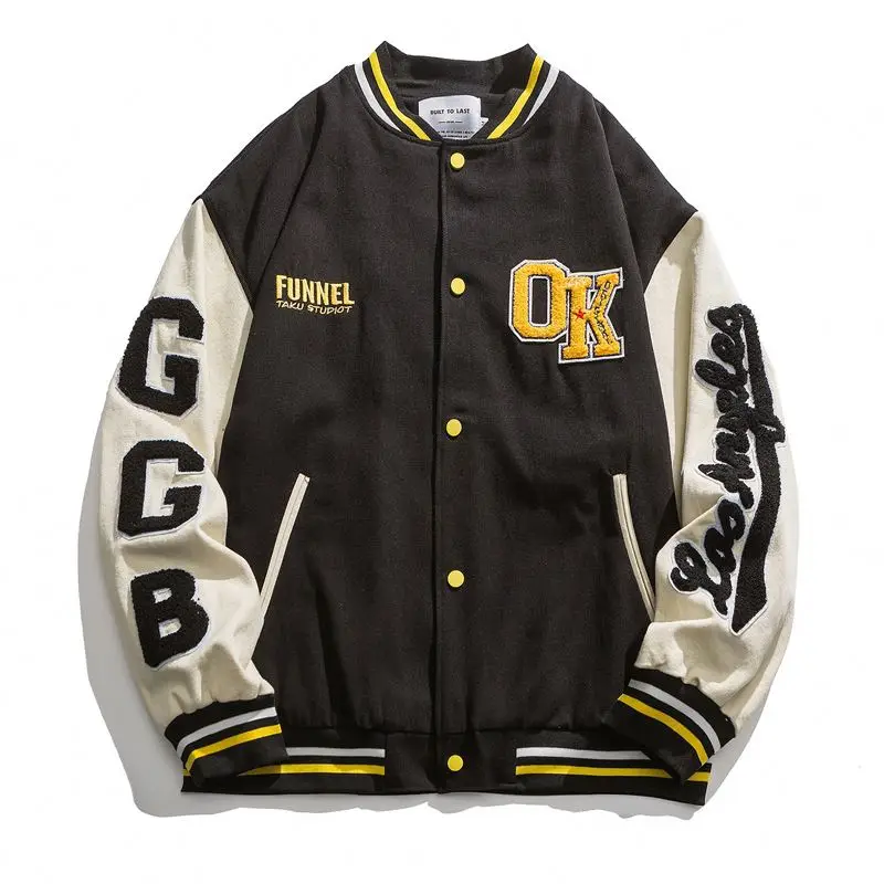 Custom Logo Turkey Jacket Men Buttoned Pink Baseball Uniform Streetwear Jackets