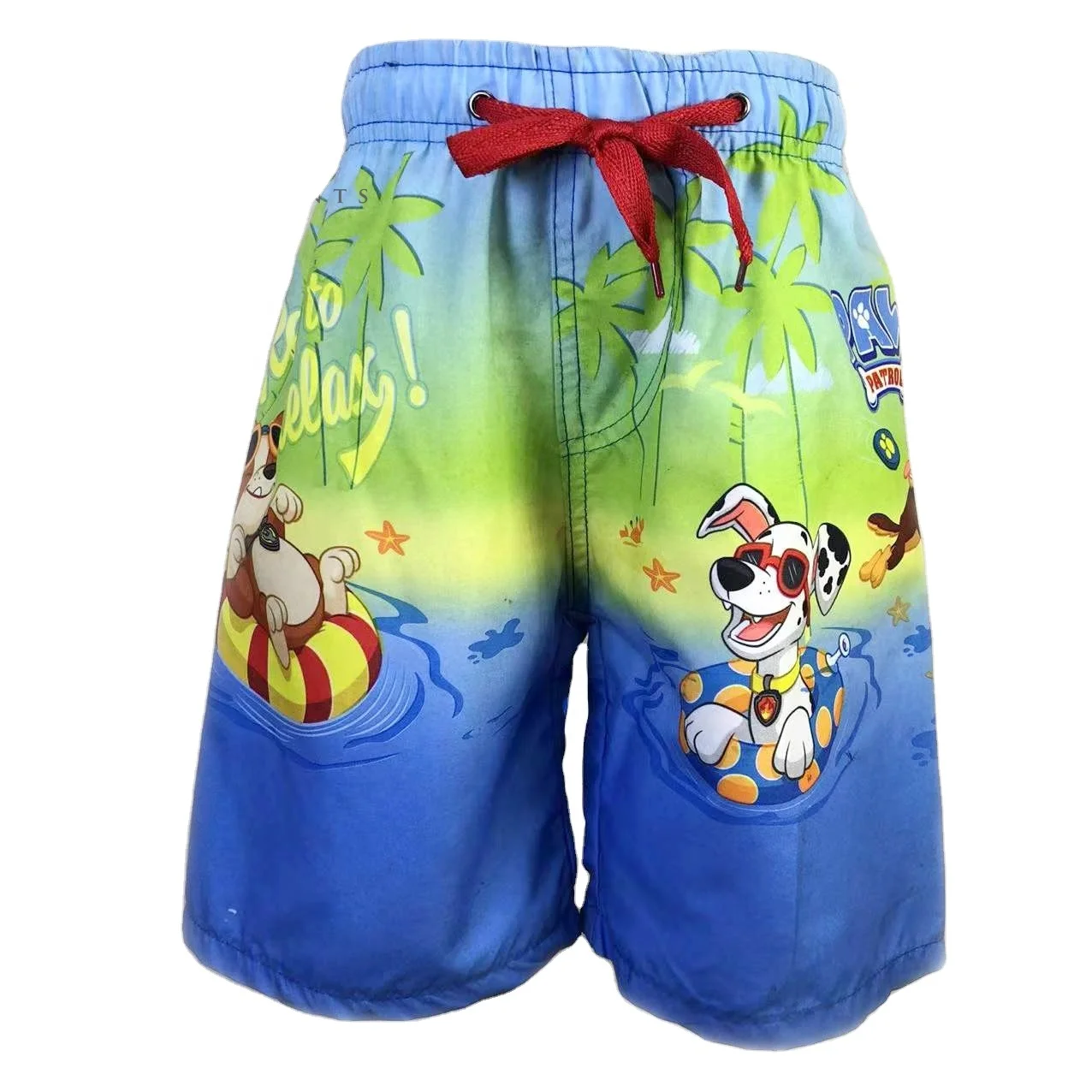 WSL003 assorted flower cartoon print boy polyester beach swimming surf board shorts for kids 4 - 8 years old