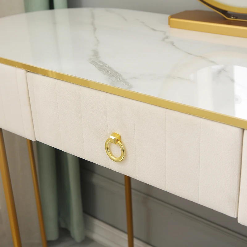 White Dresser matching mirror Modern Home console Dressing Desk Makeup Table Set vanity lighted mirrored bedside table