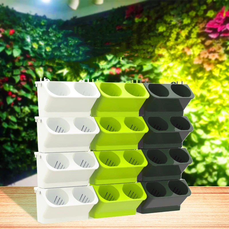 Space-saving garden green vertical wall planter system self watering plastic indoor decorating wall hanging container flower pot