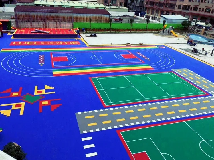 PP suspended plastic sports flooring tiles for outdoor home backyard basketball court
