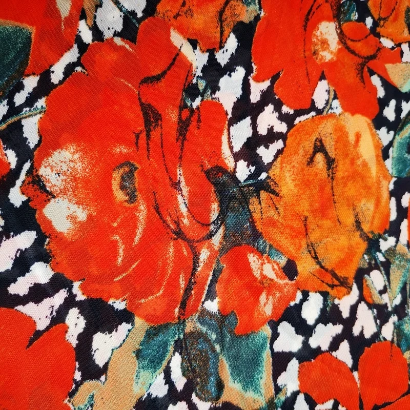 
Shaoxing textile with fashion floral pattern printed 100D chiffon fabric for ladies clothing material 