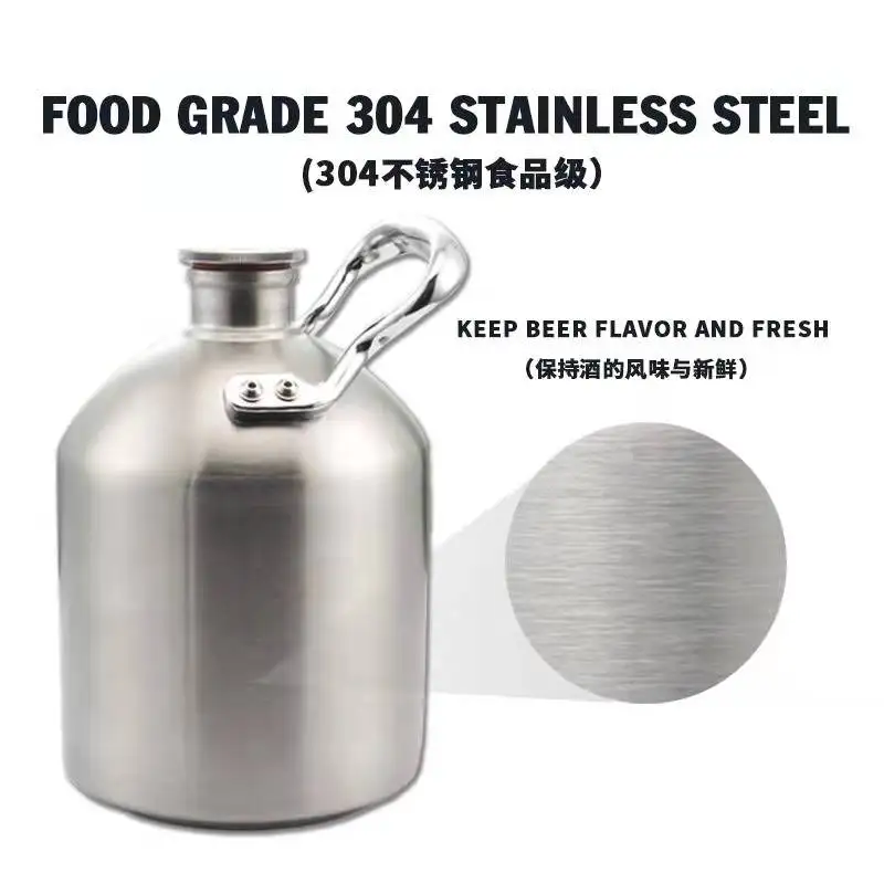 factory price brand new stainless steel AISI304 draft beer mini keg 2L/3.6L/5L/8L whiskey soda wine home bar growler