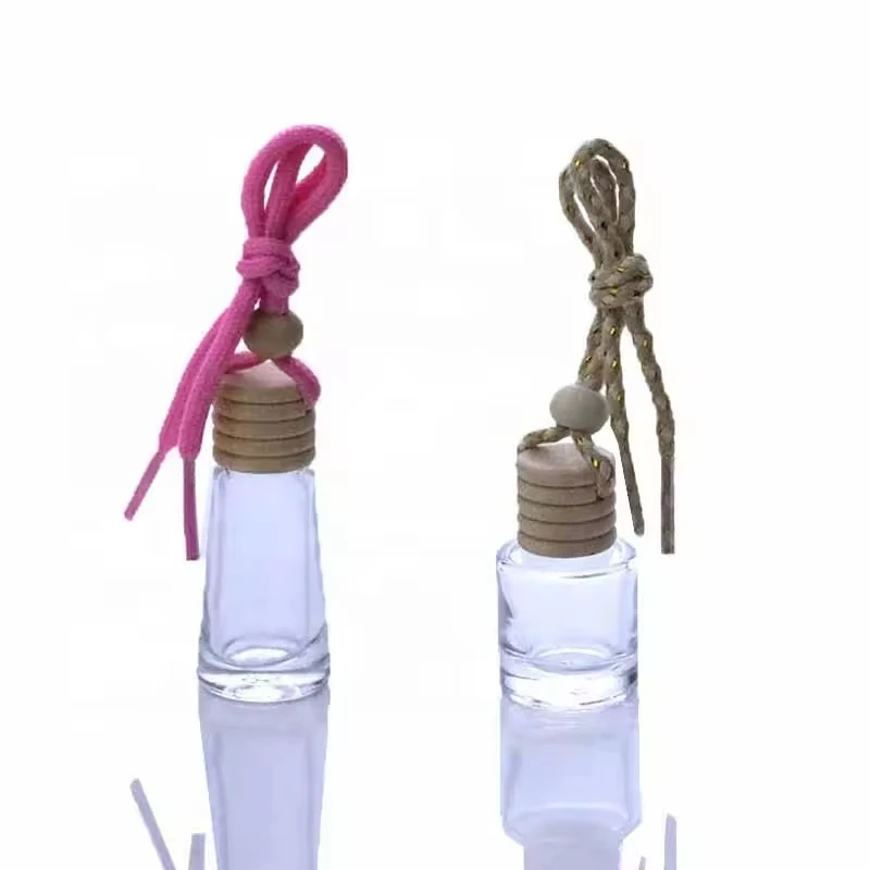 Hot Sale Mini Cute Clear Glass Car Diffuser Perfume Oil Bottle 5ml 8ml 10ml 15ml Cylinder Hanging Packaging Windshield Placement