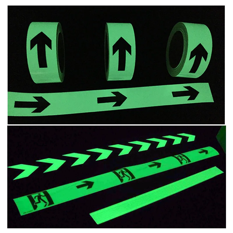 Glow In The Dark Arrows Luminous Tape 3 Meters Self-Adhesive Glow Emergency Glow In The Dark Sticker Tape