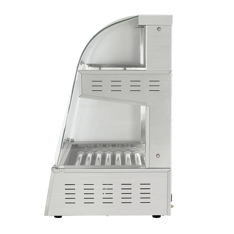 Double Layer 14 Rollers 39 Hotdogs Sausage Grill Commercial Electric Hot Dog Grill With Glass Sneeze