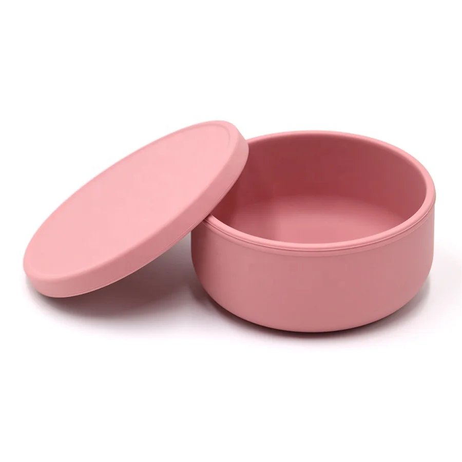 BPA free Food grade Portable leakproof silicone lunch bowls with lid for baby kids toddler silicone lunch container with lids