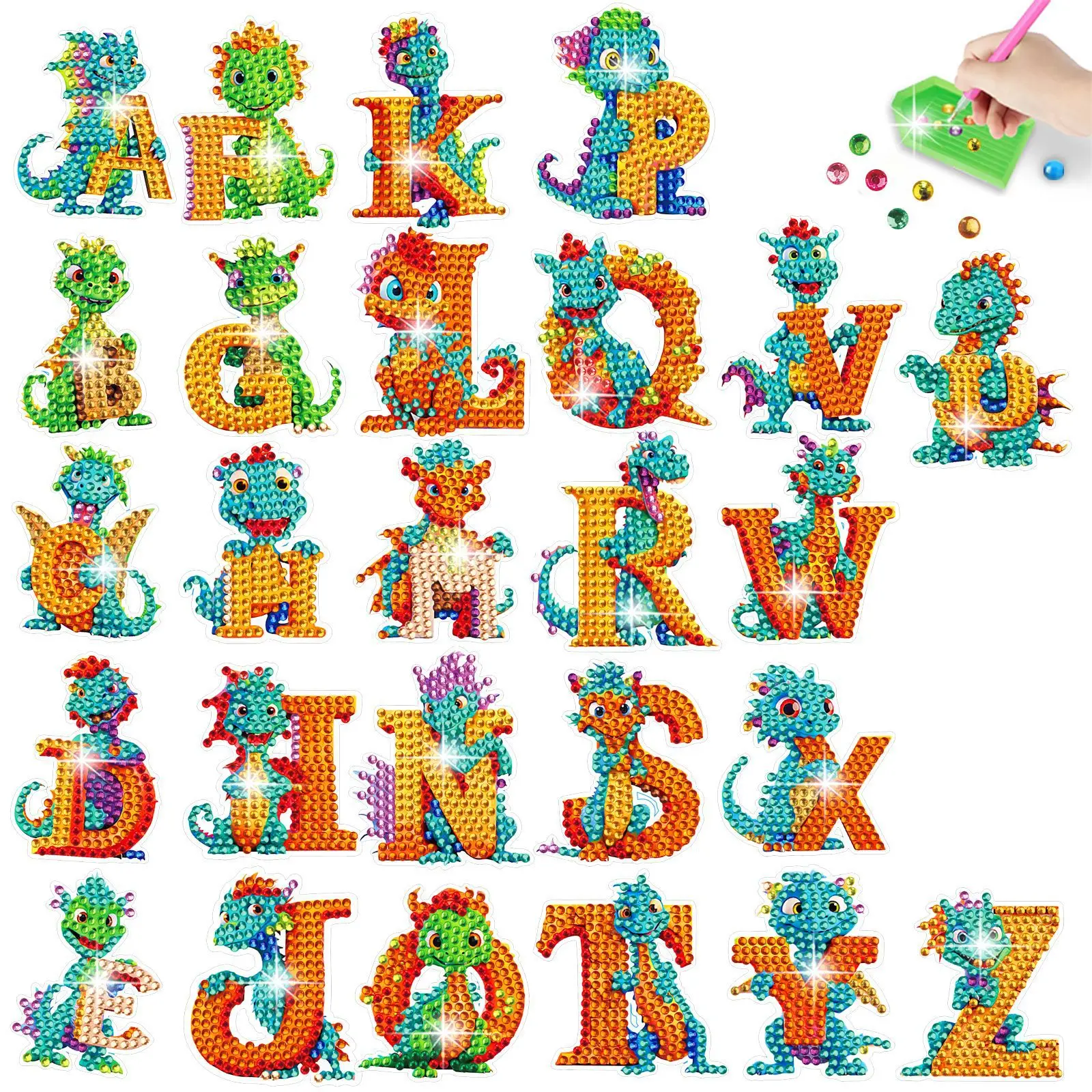 Hot flying dragon English letters DIY masonry cartoon handmade stickers crystal diamond painting stickers