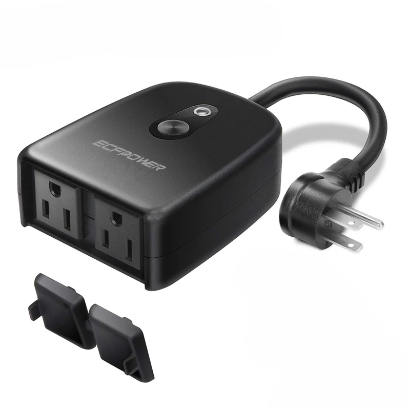 
ECFPOWER Remote control outdoor smart plug waterproof Electric sockets wireless Wi-Fi outlet work with Google Alexa Amazon 