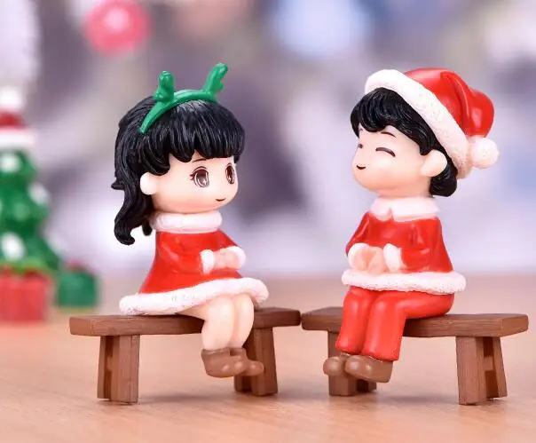 Коллекционная фея модель чашки украшения фигурки игрушки пара сидя на скамейке миниатюрные