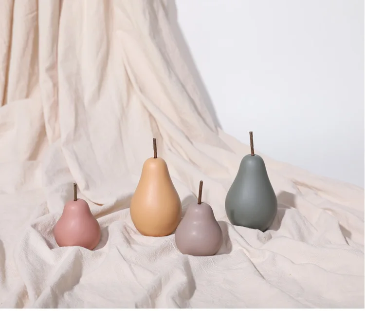 Nordic ins style small fresh ceramic pear ornaments home accessories creative living room office ceramic fruit decorations